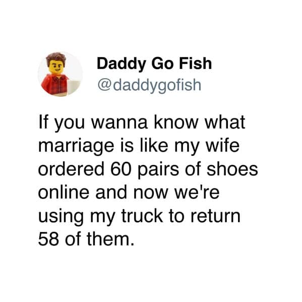 A funny marriage meme showing a wife's "cold feet" in bed touching her husband's warm back.