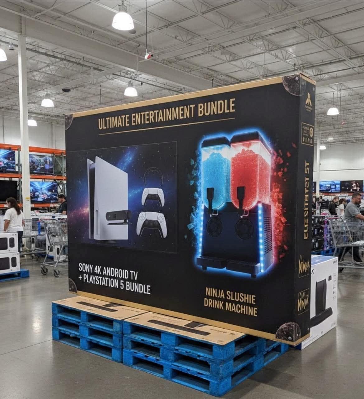 Huge PS5 and slushie machine bundle funny meme at a store