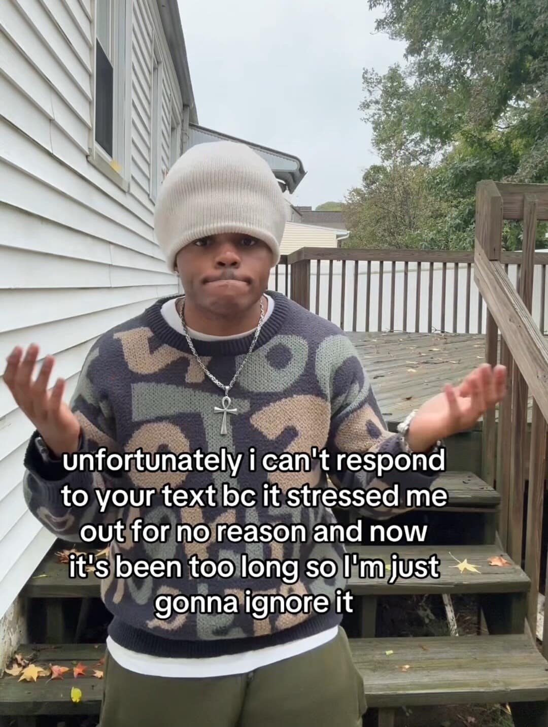 Relatable meme dump video still about ignoring texts due to anxiety.