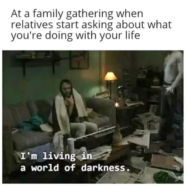 It's Always Sunny funny meme about answering family questions.