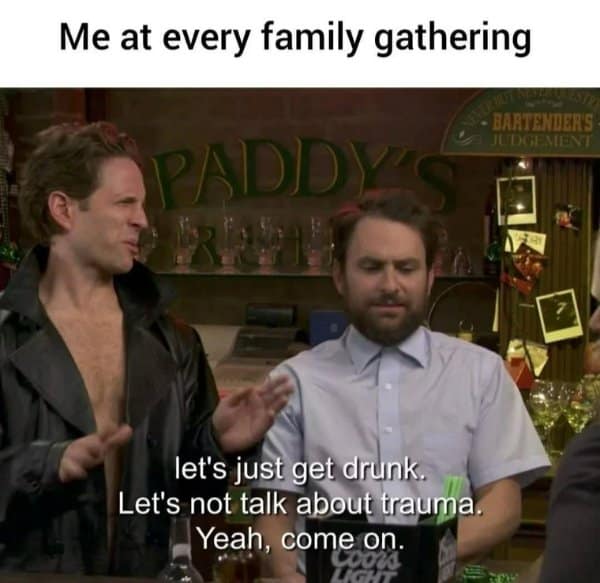 Dennis Reynolds and Charlie Kelly from It's Always Sunny in a hilarious meme about repression.