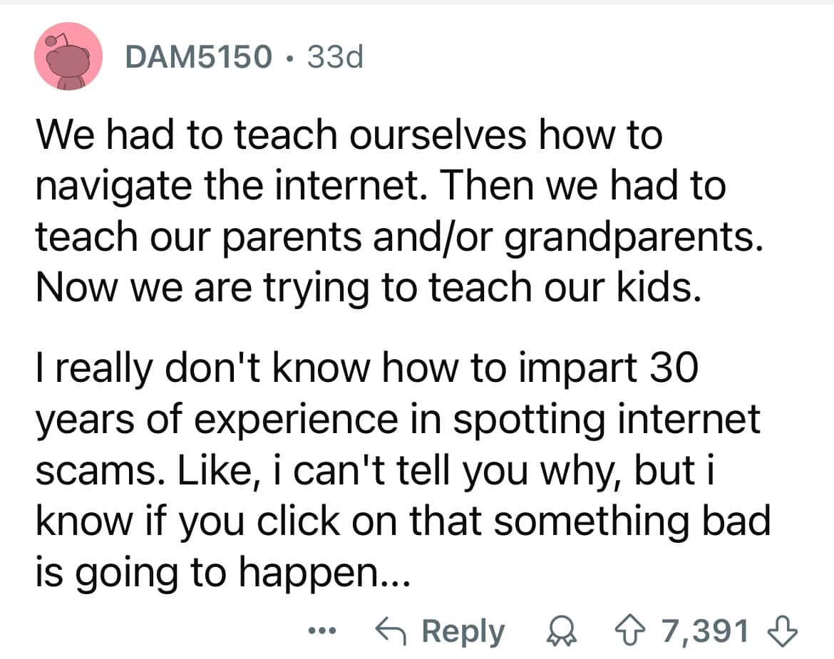 Millennial experience about teaching parents internet safety vs current scams
