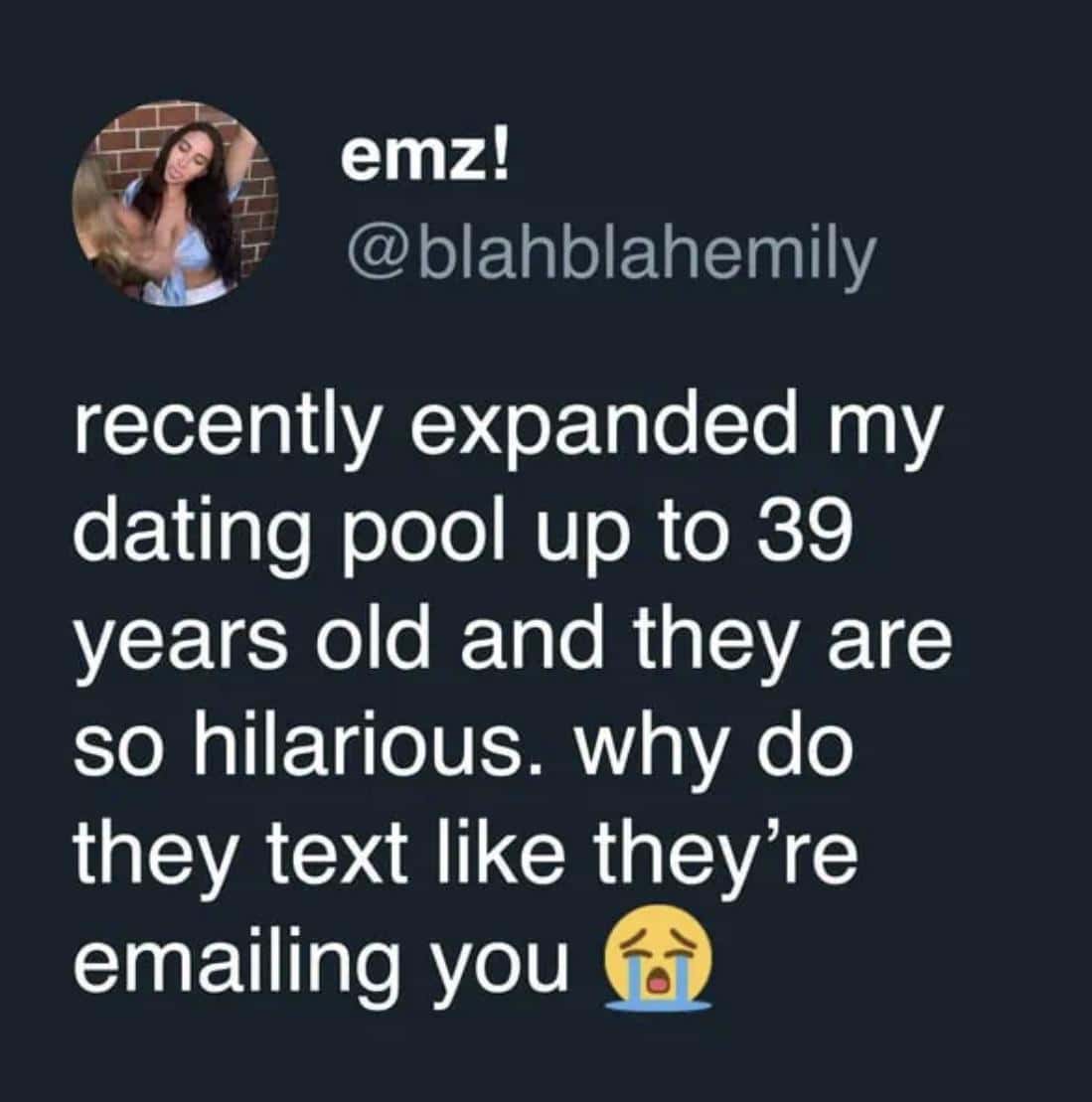 Oddly specific tweet complaining that older men text like they are sending emails.