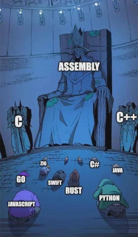 Programming meme ranking languages with Assembly on the throne