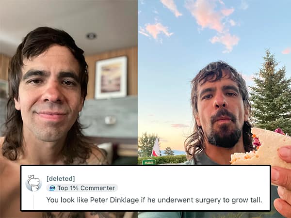 Savage roast comparing a man to a tall Peter Dinklage
