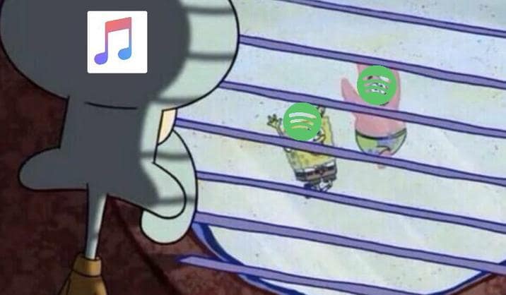Squidward watching Spongebob enjoy Wrapped season in a 2025 Spotify Wrapped meme