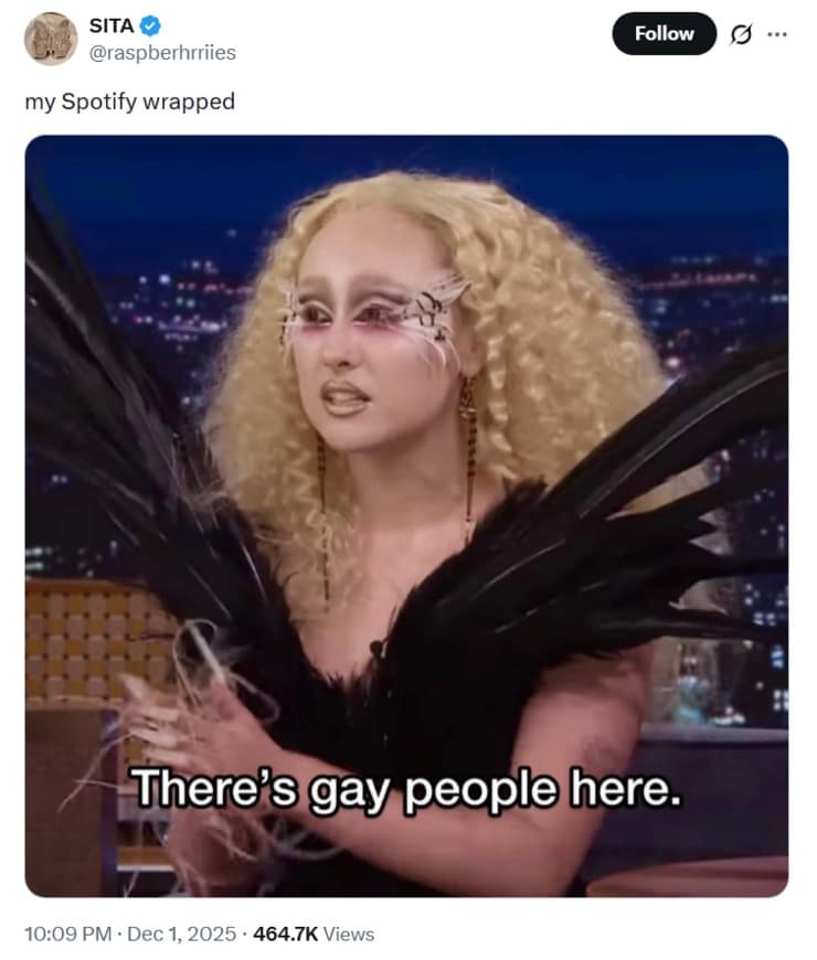 Reaction meme about shock at diversity used as a 2025 Spotify Wrapped meme