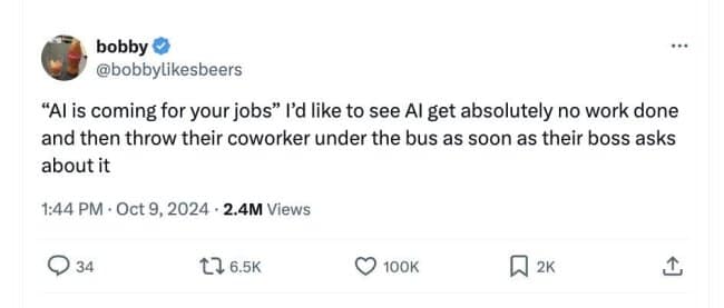 An AI meme about robots learning toxic corporate behavior