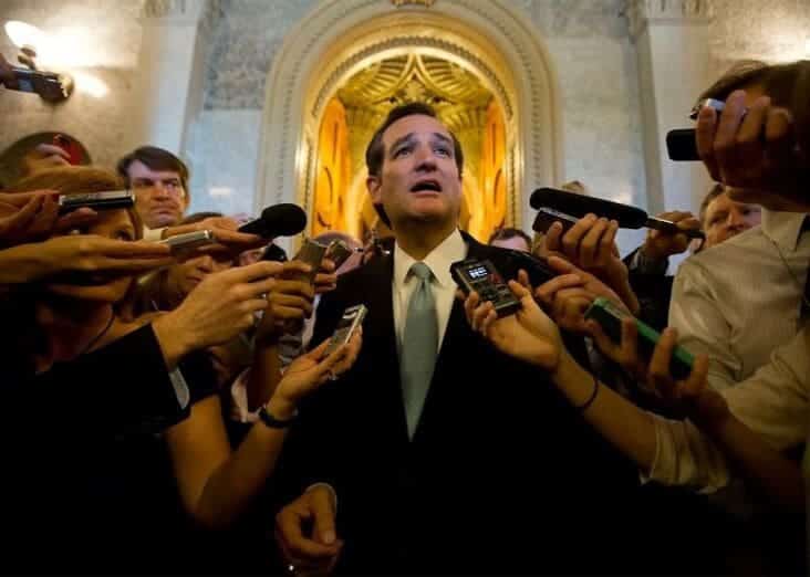 An accidental renaissance painting photo of a politician looking upwards while surrounded by reporters' microphones with golden lighting
