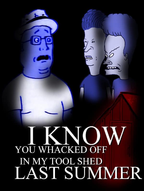 Hank Hill from King of the Hill threatening the duo in a crossover beavis and butthead meme.