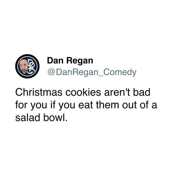 A christmas cookie meme classifying cookies in a bowl as a salad.