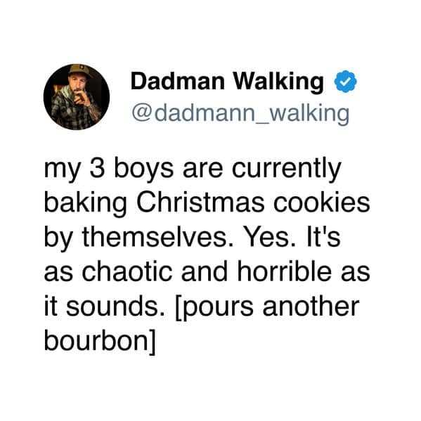 A christmas cookie meme about the chaos of kids baking alone.