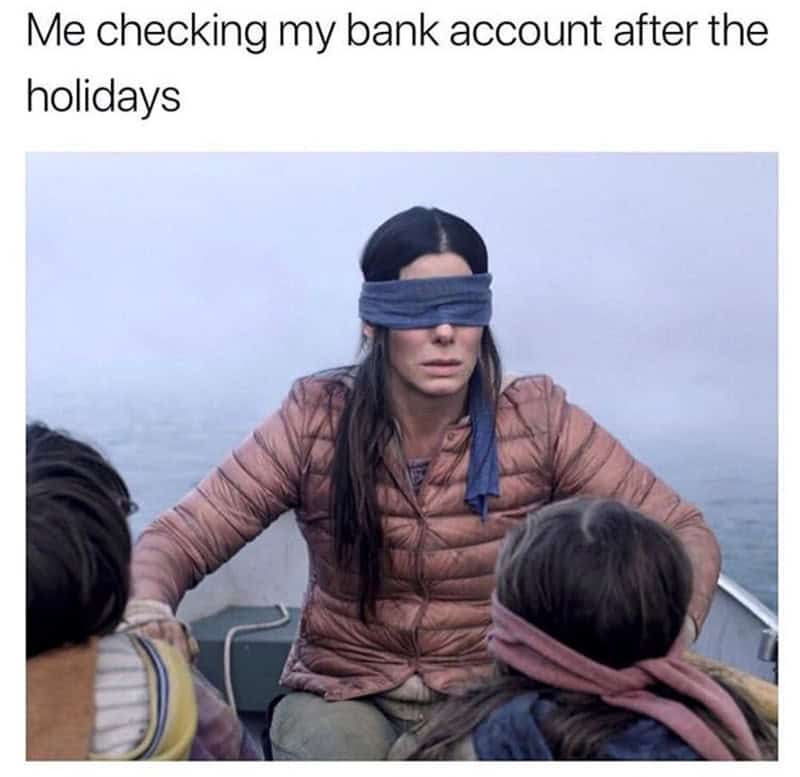 Kermit the Frog looking sad about having only seven dollars for the holidays.