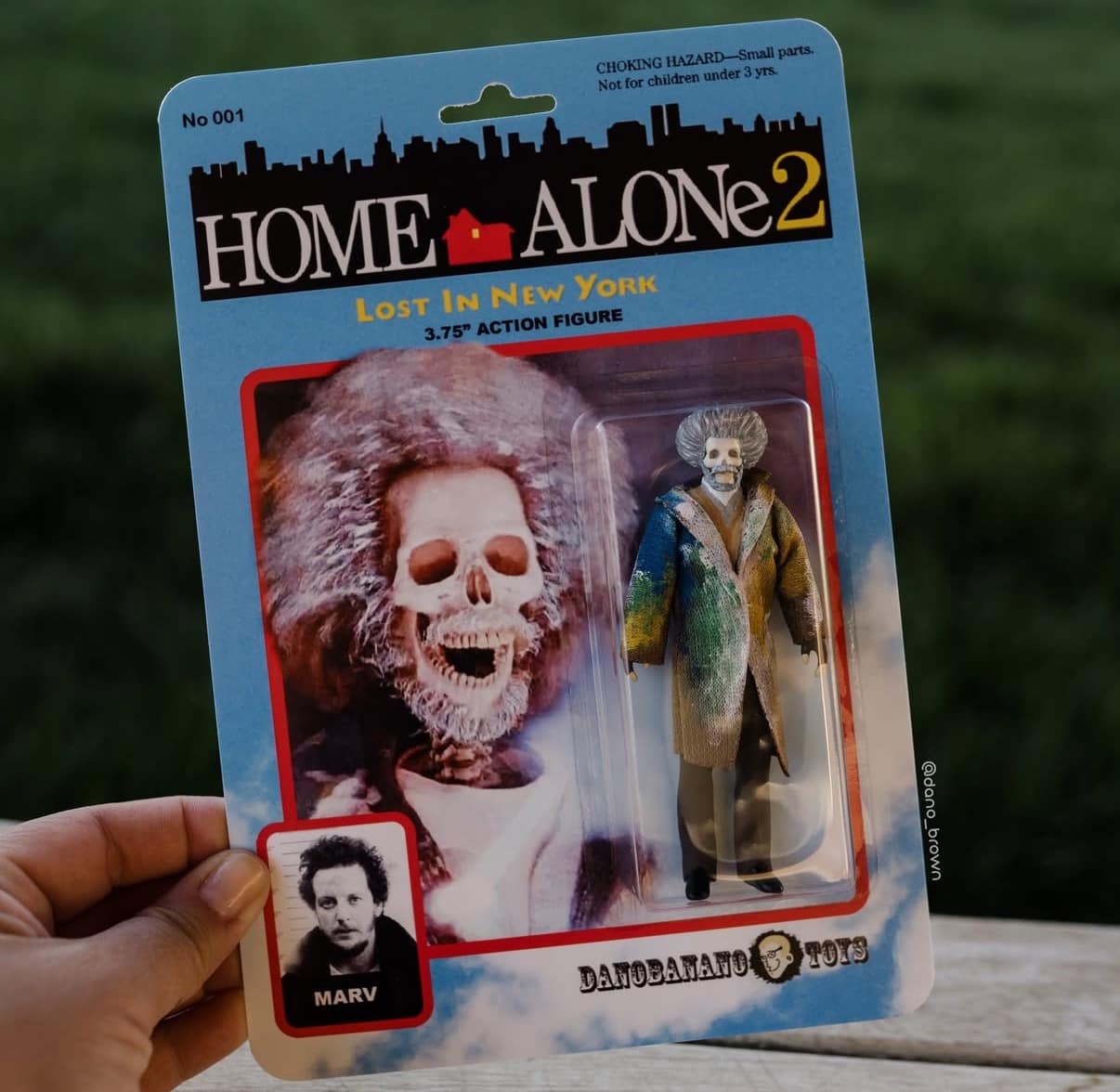 classic meme showing a custom action figure of Marv's skeleton from Home Alone 2.