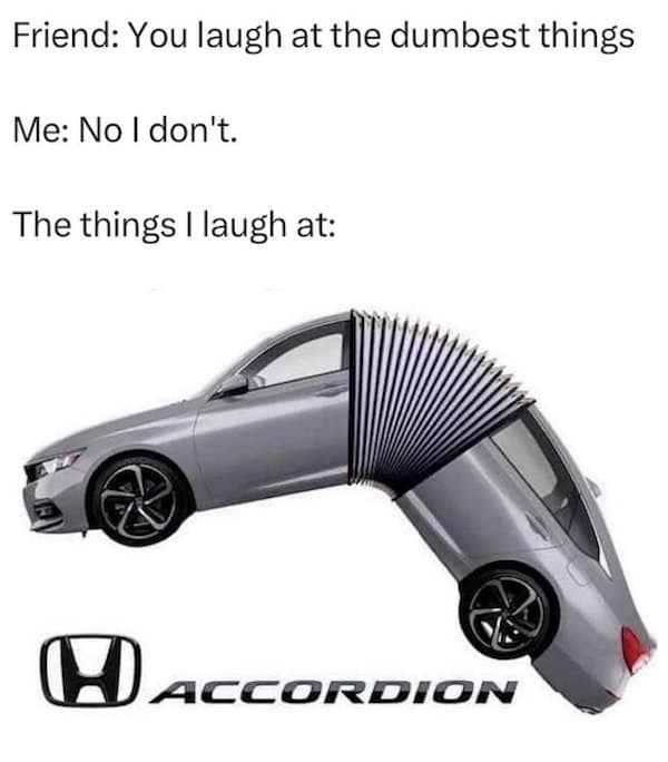 A classic meme comparing a Honda Accord to a literal accordion.