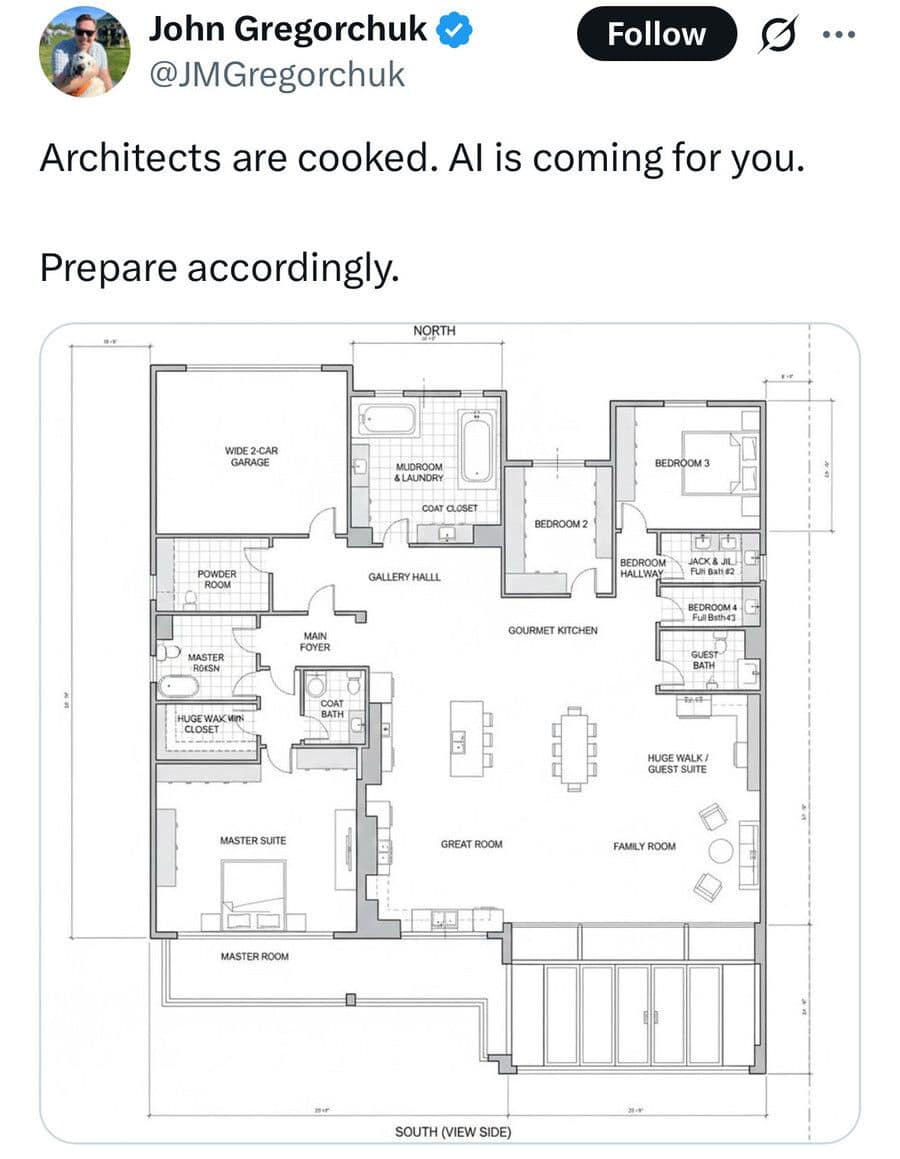 A classic meme of a nonsensical AI generated floor plan.