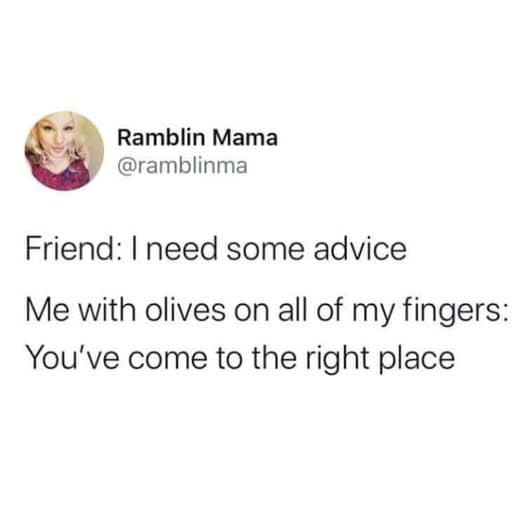 Tweet showing a hilarious interaction about needing advice in a classic meme.