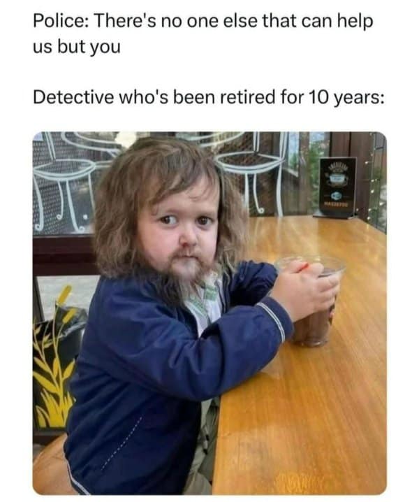 A classic meme featuring Hasbulla looking like a tired retired detective.