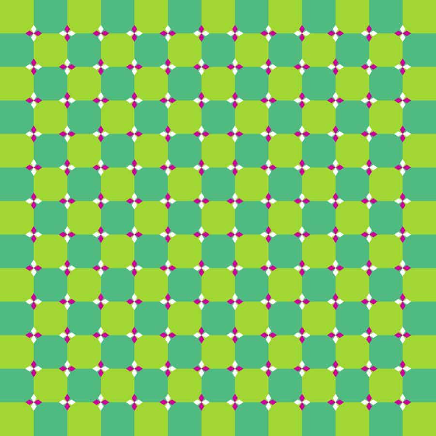 Green and yellow grid pattern that appears to wave like a flag cool optical illusions.