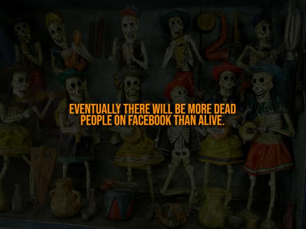 In this creepy fact image, text claims there will eventually be more dead people on Facebook than alive.