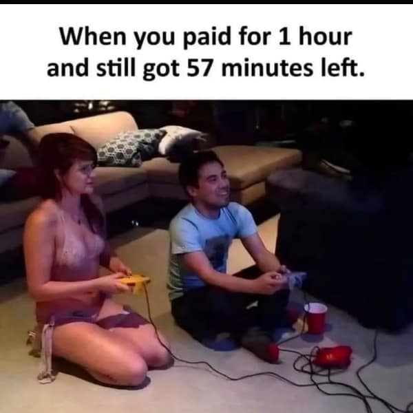 funny dirty meme about finishing early and playing video games for the rest of the hour.