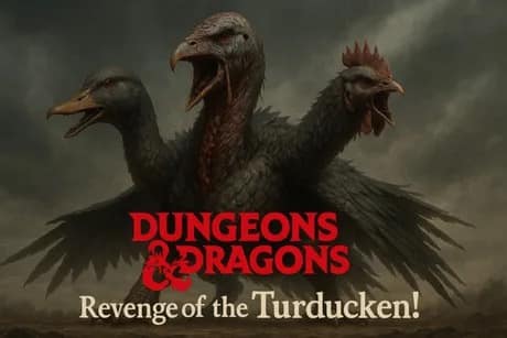 A dnd meme of a hydra turkey called the Turducken.