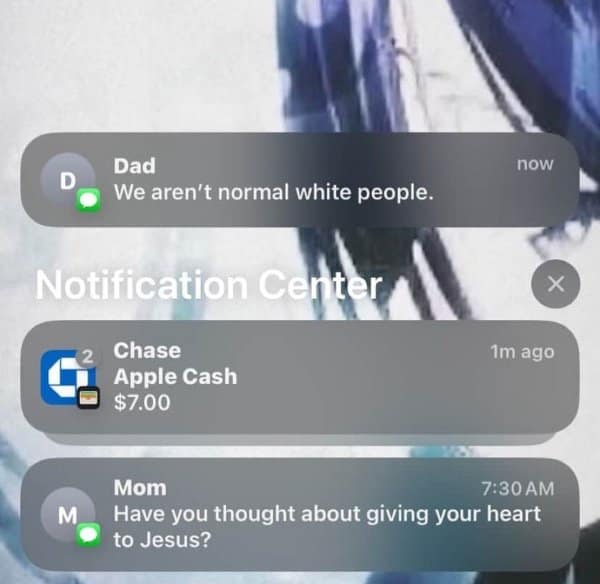 A funny meme of a dad texting about Apple Cash and Jesus.