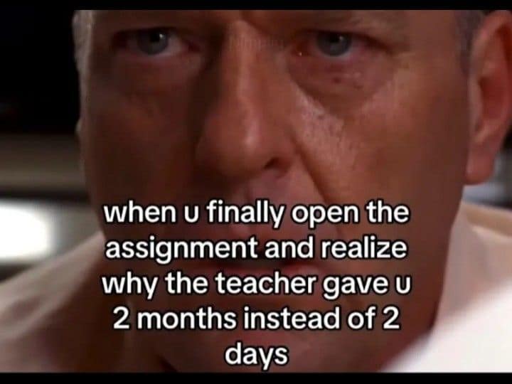 This funny meme uses Hank Schrader from Breaking Bad to depict procrastination panic