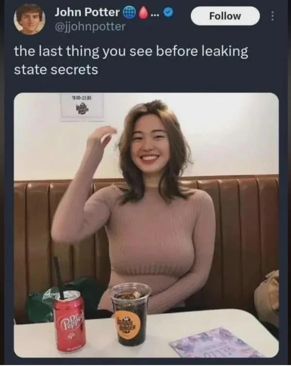 Meme about leaking state secrets to smiling woman on date funny pics.