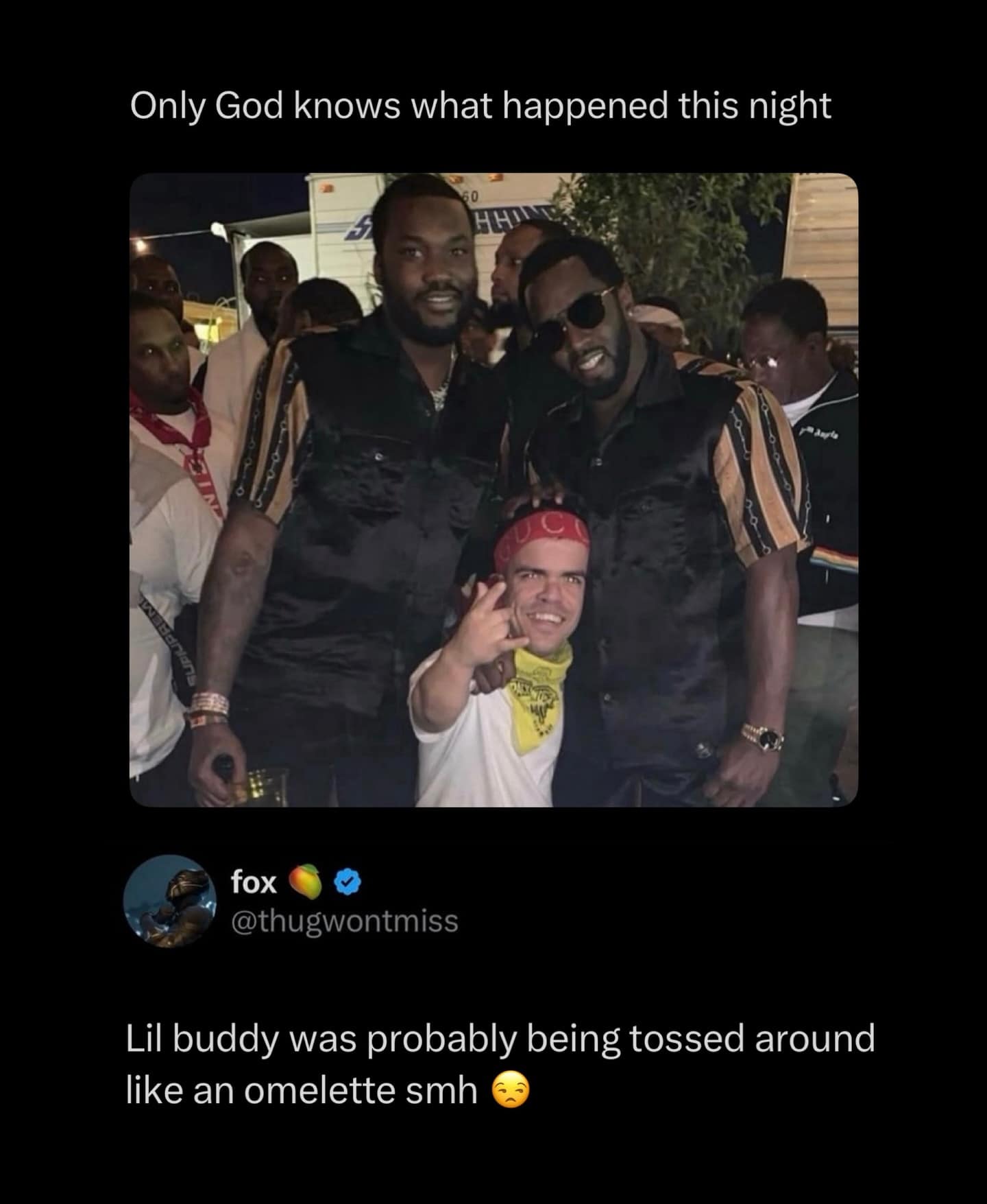 Kevin Hart standing between Meek Mill and Diddy looking very short in group photo.