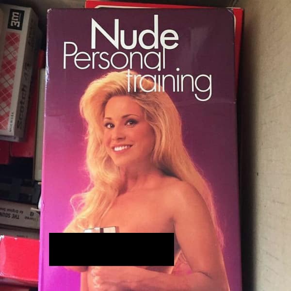 An unhinged thrift store item VHS tape titled Nude Personal Training