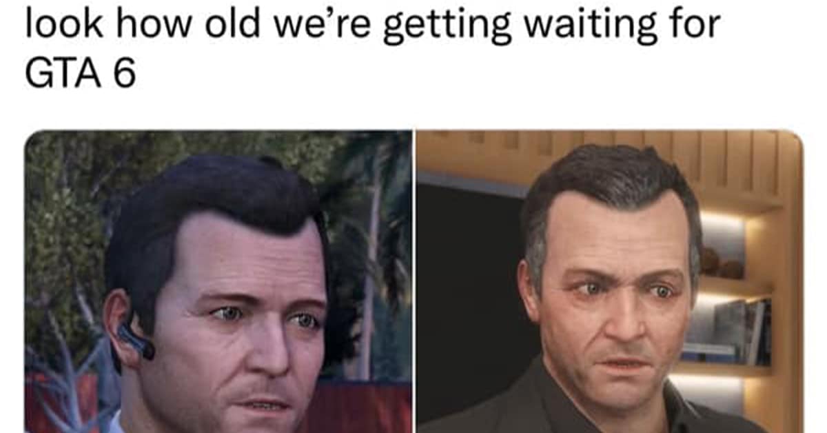 Collection of gaming meme images and gamer meme compilations featuring GTA 5 aging and 1 HP panic