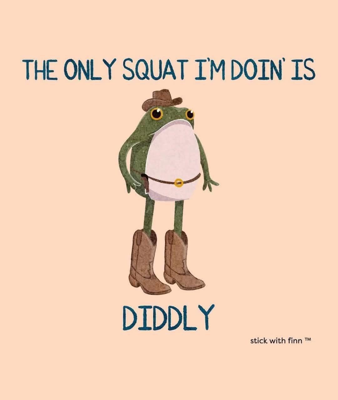 Cowboy frog illustration refusing to do squats in a funny meme.