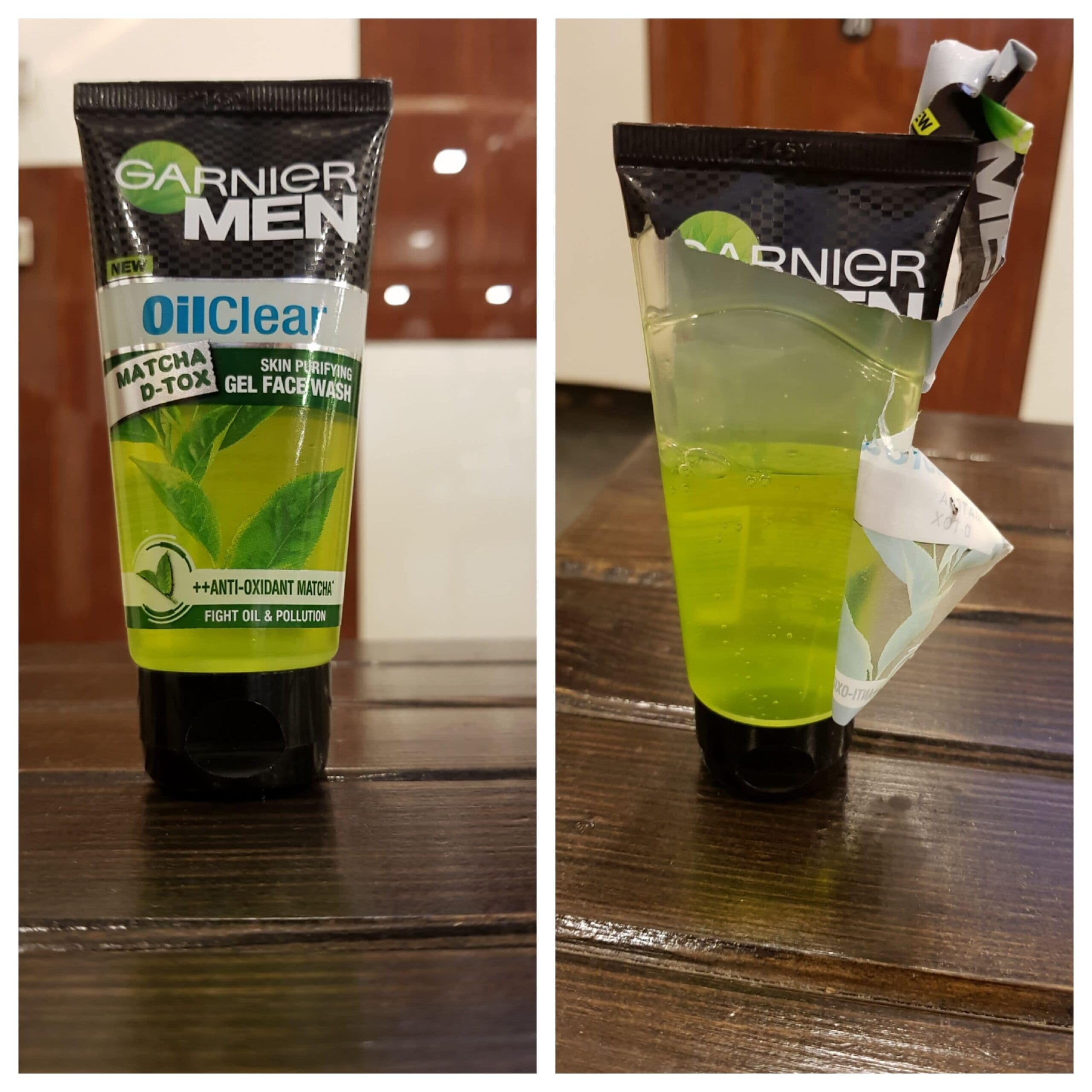 A tube of face wash where the label hides that the container is only half full of product.