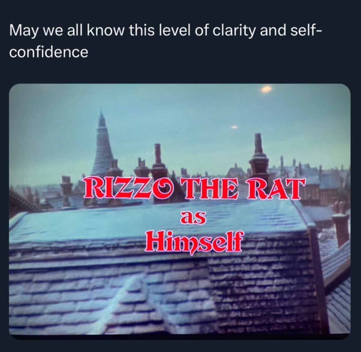 A Muppet Christmas Carol meme showing Rizzo the Rat's credit simply as Himself.