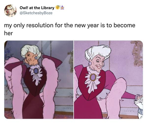 Tweet resolving to become the elegant Madame Adelaide from The Aristocats.