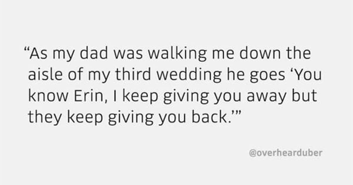 Collection of overheard uber quotes and overheard by uber drivers stories featuring weddings and Legos