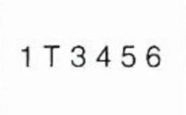 Numbers one through six with letter T replacing the number two.