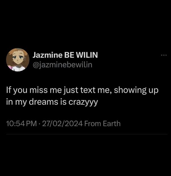 A sleep meme tweet about exes or friends appearing in dreams unwanted.