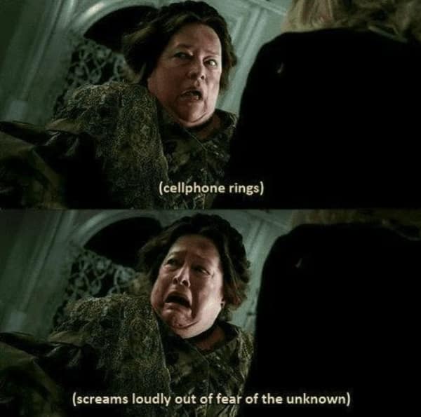 Kathy Bates screaming in horror with a caption describing fear of the unknown.