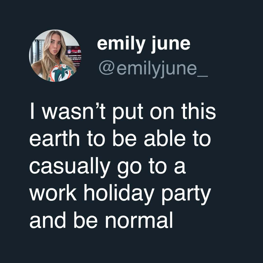 A work christmas party meme tweet about not being put on earth to be normal at a corporate event.
