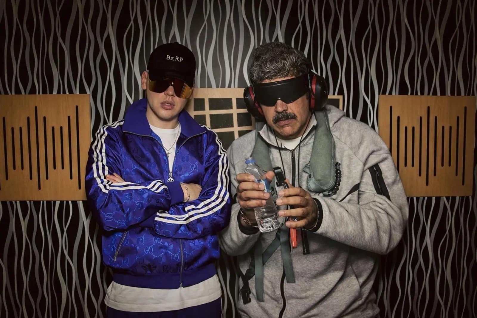 A funny edit showing Nicolas Maduro in his tracksuit standing next to music producer Bizarrap in a studio.