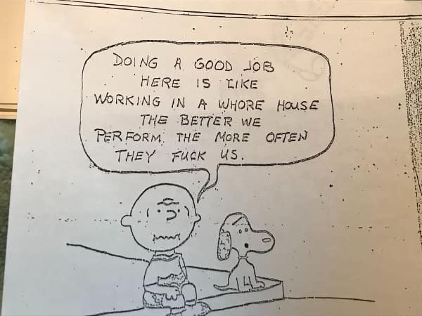 Charlie Brown and Snoopy complaining about working hard and getting punished ancient memes.