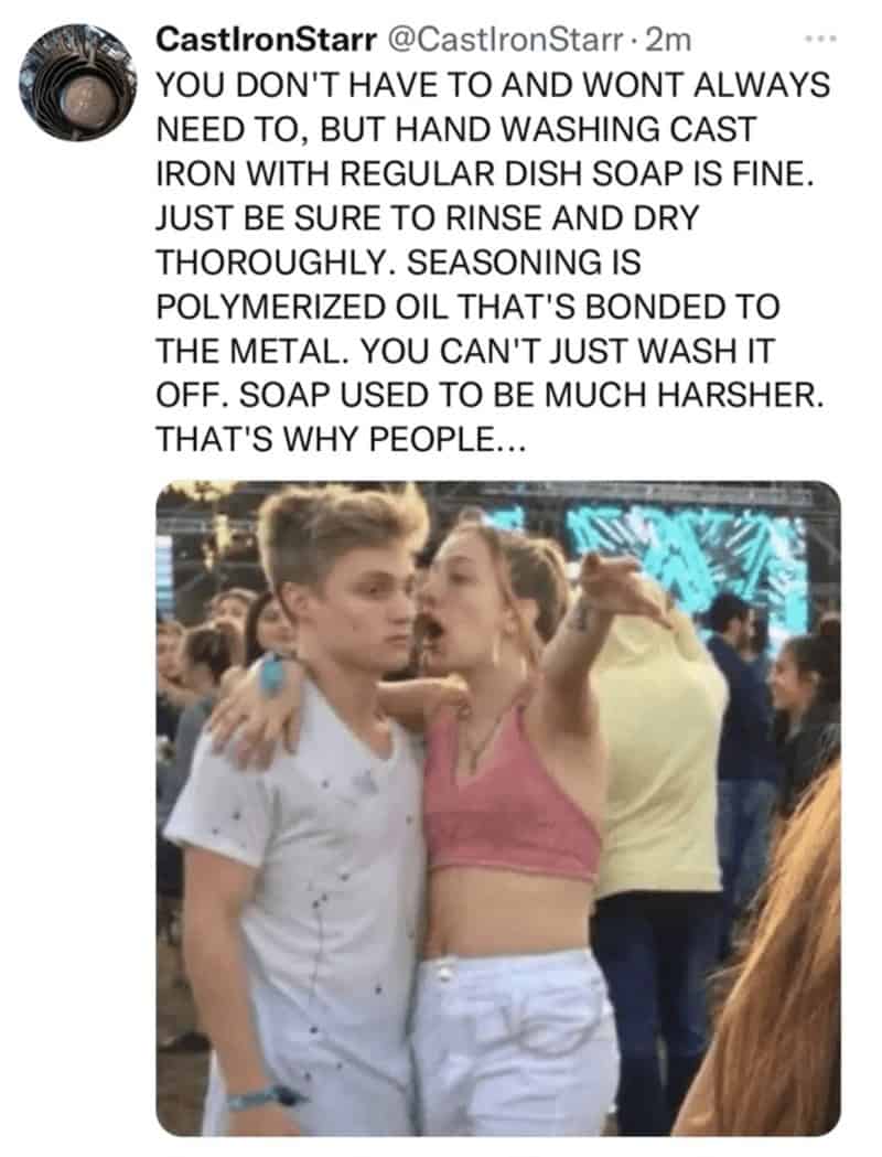 Man shouting into woman's ear at a concert explaining that soap is actually safe.