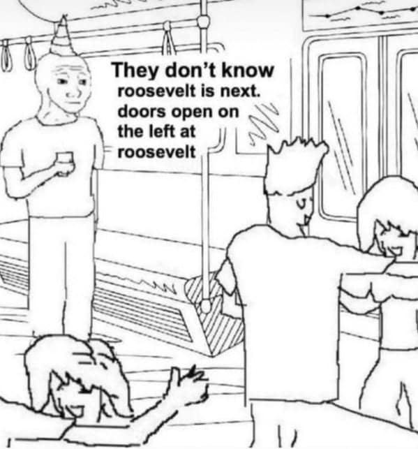 A Chicago meme about the confusion of train doors opening on the left at the Roosevelt station.