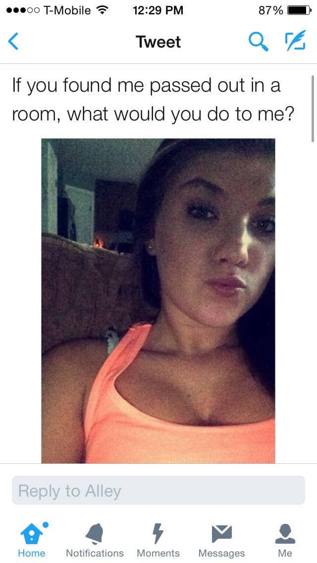 Girl posting selfie asking what people would do if they found her passed out cringe photos