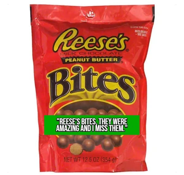 Bag of Reese's Bites milk chocolate peanut butter snack rounds.