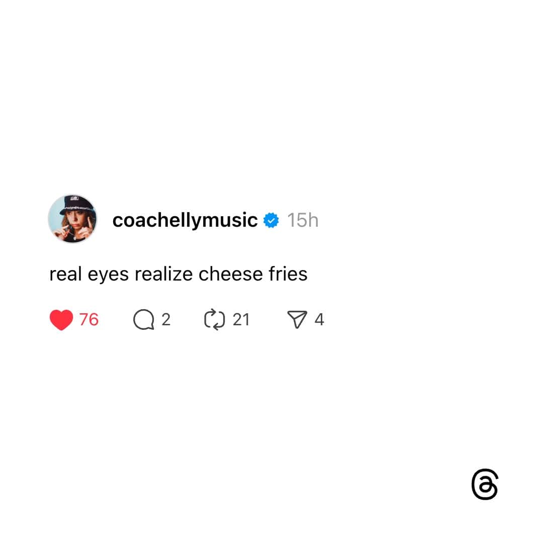 Tweet pun replacing real eyes realize real lies with cheese fries text.