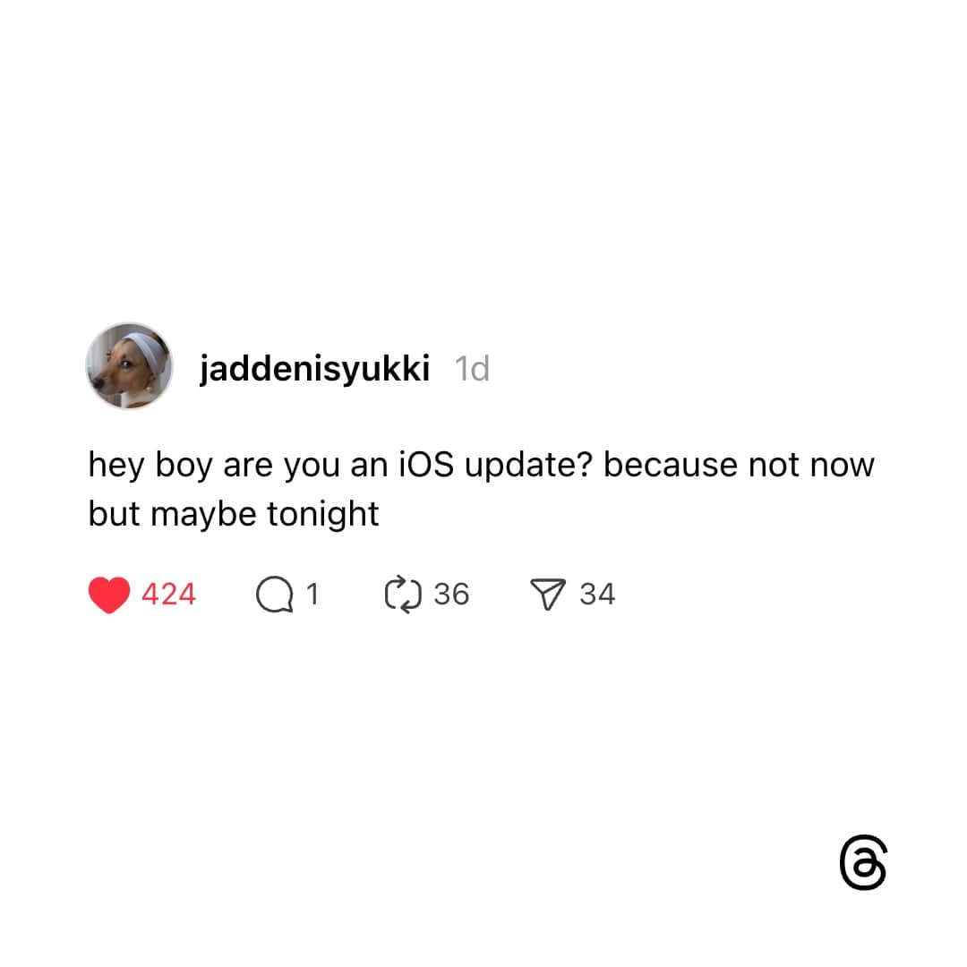 Flirty pickup line comparing boy to delayed iOS update.