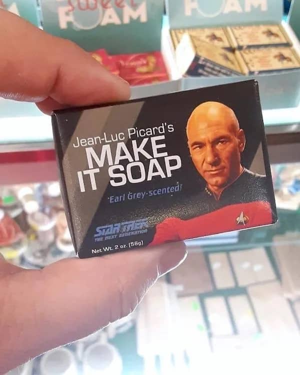 Jean Luc Picard Star Trek themed bar of soap pun Make It Soap.